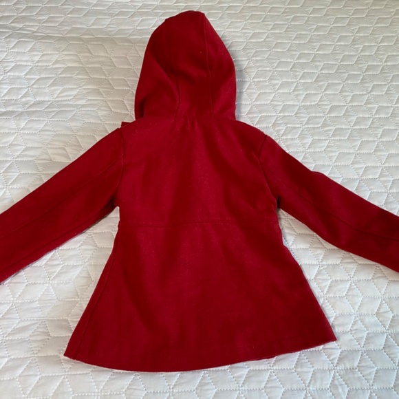Toddler 4T Red Pea Coat with hood and pockets - Picture 6 of 9